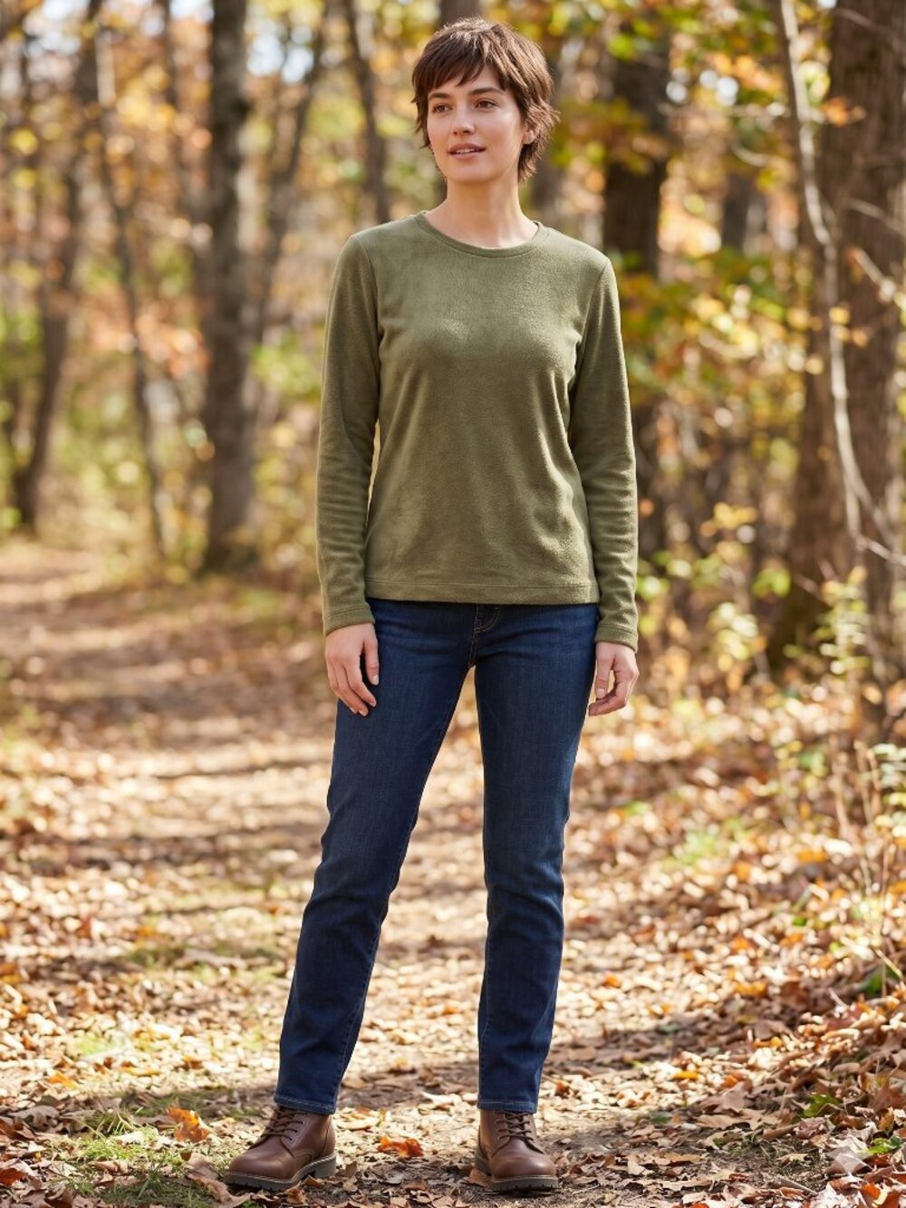 Uniqlo Heattech Long Sleeve Olive Green Fleece Shirt